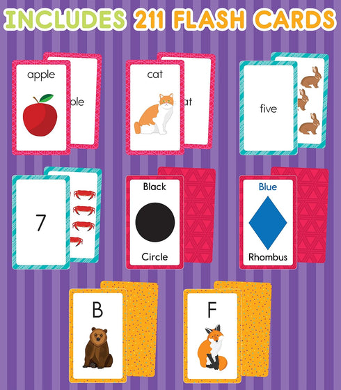 Carson Dellosa Toddler Flash Cards 4 Pack, Alphabet, Sight Word, Colors & Shapes, Number Flash Cards for Preschool