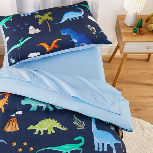 Set 4 Set Wake In Cloud - Toddler Bedding for Boys, Pieces Soft Crib Bed Including Comforter, Fitted Sheet, Flat Top