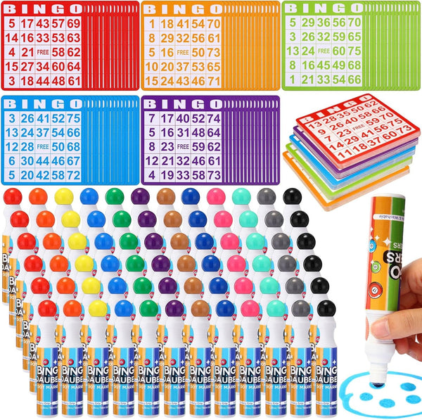 Crtiin Assorted Colors of Game Cards and Daubers Set Includes Paper Game
