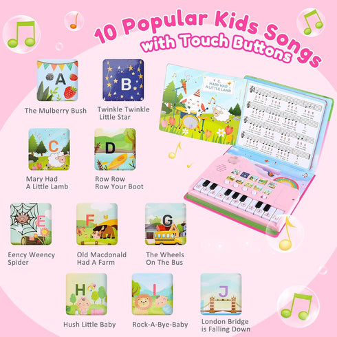 3 3 4 5 6 7 8 2-4 3-4 3-5 3-6 5-8 Toys for Year Old Girls Gifts - Piano Book Educational Toddler Musical Toys for Kids