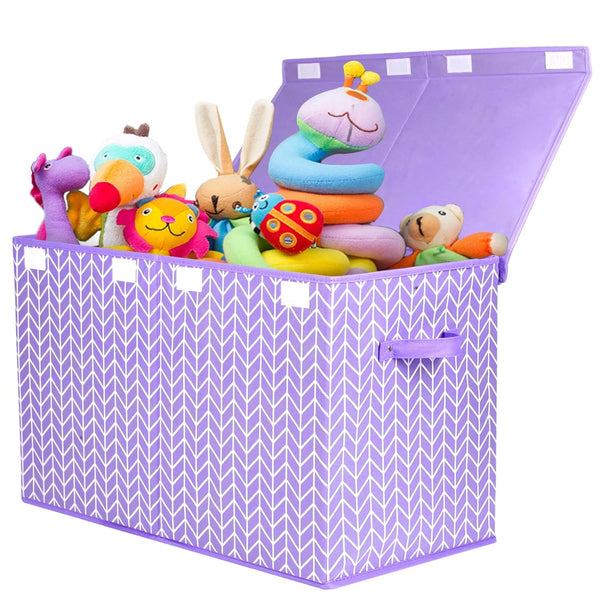 Large Toy Box Chest with Flip Lid, Toy Storage Organizers Bin Boxes with Sturdy Handles for Kids, Nursery, Playroom