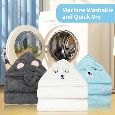 3 Pack VZZNN Baby Towels Hooded - Ultra Soft Baby Bath Towels, Newborn Baby Essentials, Premium Absorbentand