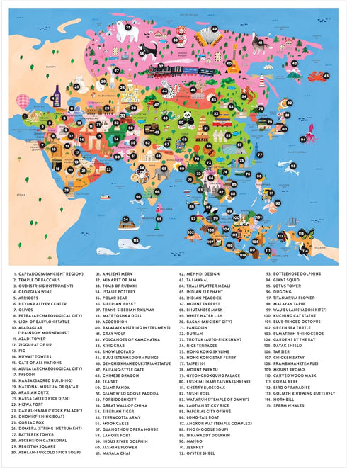 Mudpuppy Map of Asia 70 Piece Geography Puzzle with Country-Shaped Pieces and Iconic Landscapes