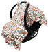 Dear Baby Gear Deluxe Baby Car Seat Canopy Cover - Tribal Woodland Forest Animals, Dot, White