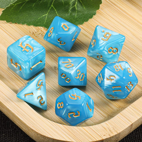 Set CiaraQ DND Polyhedral Dice with Dice Bag for Dungeons and Dragons RPG MTG Role Playing Table Games (Blue + Gold