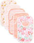 Bibs, 5-Pack Lap-Shoulder Drool Cloths, 100% Organic Cotton with Absorbent Terry Towel Backing (Tossed Succulents)