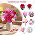 Set 21 832PCS CUBIMANA Flowers Bouquet Building with LED - Rose Red Botanical Collection Kit for Adults Women