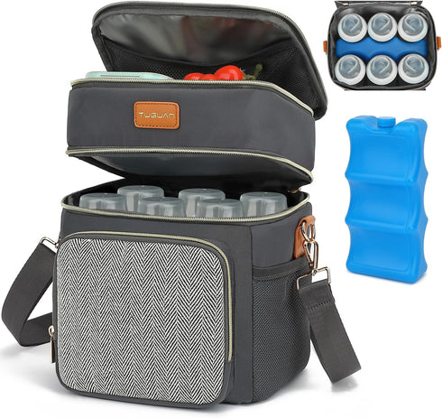Double Layer Breastmilk Cooler Bag with Ice Pack Insulated Travel Bag for