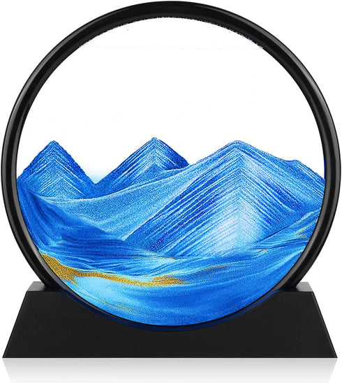 Herecanli Moving Sand Art Picture - 3D Quicksand Painting Decor - Round Glass