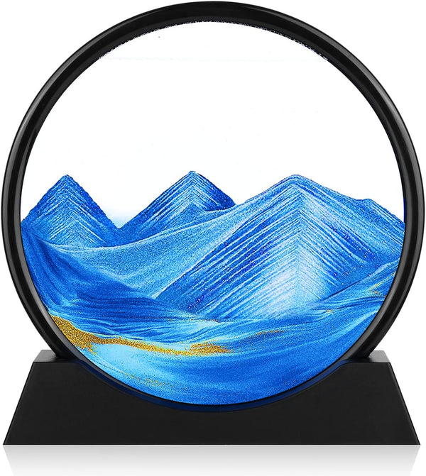 Herecanli Moving Sand Art Picture - 3D Quicksand Painting Decor - Round Glass