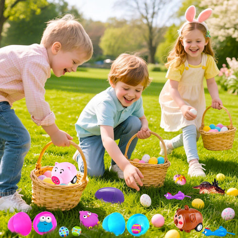 Phaorui 318 100 sets Pcs bulk Easter Egg with toys filled inside for kids, plastic Easter egg stuffed with toys self