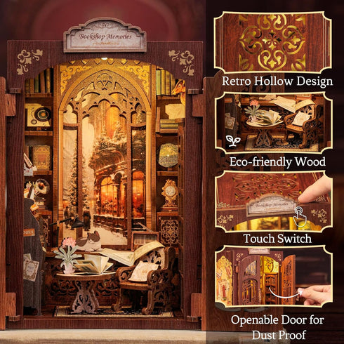 CUTEBEE Book Nook Kit - DIY Miniature House Dollhouse Kit for Adult and Teens, Booknook Bookshelf Decor Alley Model