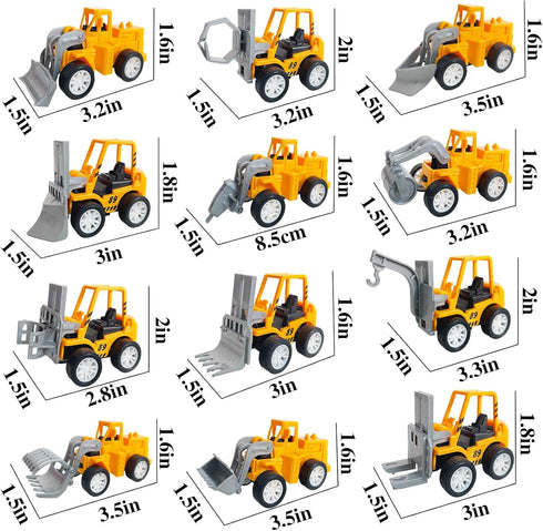 24PCS Juuxncgv Mini Construction Vehicles,Play Figure Vehicles,Pull Back Engineering Vehicles,Toy Figure Construction