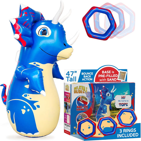 Dinosaur Kids Punching Bag: Inflatable Punching Toy Filled with Sand, Bounce-Back Action for Indoor Outdoor Party Games