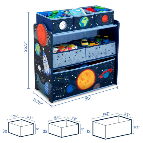 6 Delta Children Space Adventures Design & Store Bin Toy Storage Organizer - Greenguard Gold Certified, Blue