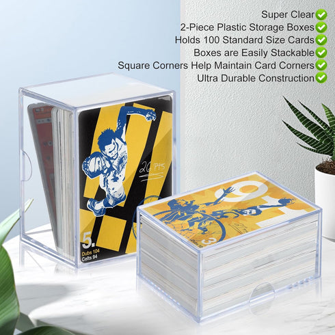 10-Pack 100-Count Deck-Case Card-Box, 2 Piece Trading Card Storage Box for Gaming, Sports, Baseball, Playing Cards