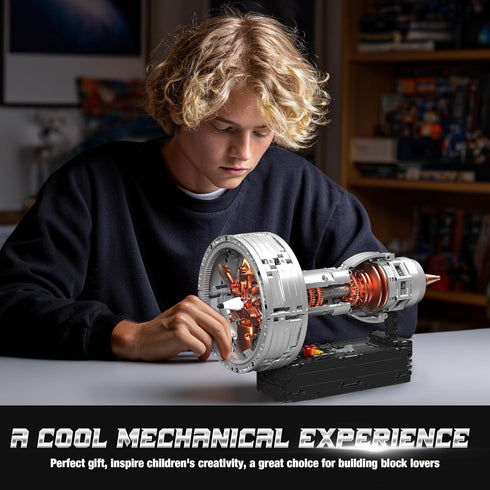 Tuajixz Set, 808Pcs Motorized Turbofan Engine Building Blocks, Realistic Aircraft Engine Building Jet Engine Replica