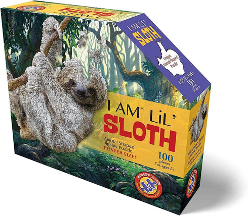 Madd Capp Puzzles Jr. I AM Lil’ Sloth - 100 Pieces Animal Shaped Jigsaw Puzzle