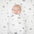 TL Care Fitted Bassinet Sheet, 100% Natural Breathable Cotton Jersey Knit, Grey Stars and Moons, 15" x 33" (Pack of 1)