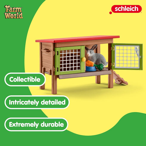 Schleich Farm World 8 Piece Rabbit Hutch Set with Figurines, Farm Animal Toys and Accessories for Kids 3+