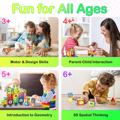 ST4 112 3D 4-8, 3-5 Contixo Magnetic Tiles - PCs Building Blocks STEM Construction Creativity, Imagination