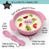 PrimaStella Unbreakable Silicone Non-Slip Bowl and Chew Spoon Set for Babies and Toddlers (Purple)
