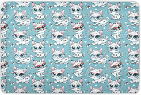 siphylline Cartoon Kitten Glasses Extra Large Resuable Training Pee Pads for Kids Waterproof