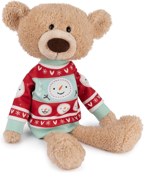 GUND Toothpick Classic Teddy Bear Stuffed Animal with Holiday Sweater, 15”, Beige/Red/White, Ages 1 and Up