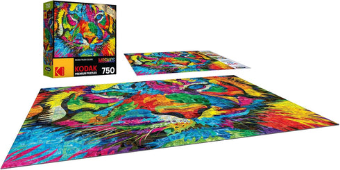 RoseArt Kodak Premium Mosaics - Rainbow Tiger - 750 Piece Jigsaw Puzzle for Adults