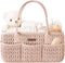 Konssy Braided Quilted Diaper Caddy Organizer, Boho Nursery Storage Basket with PU