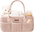 Konssy Braided Quilted Diaper Caddy Organizer, Boho Nursery Storage Basket with PU