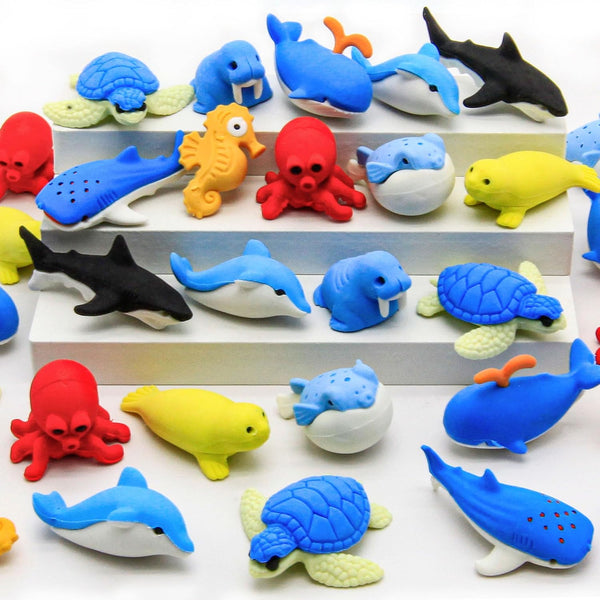 40 pcs Sea Animal Erasers for Kids, 3D Take Apart Pencil Erasers for Classroom Prizes and Party Favors