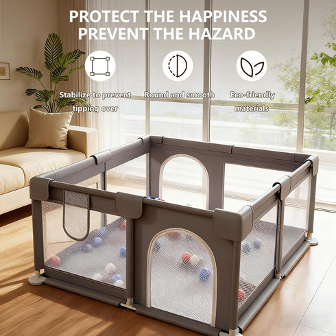 Nawahev 47 47 Inch, Baby Playpen x Large Playpen for Babies and Toddlers, Indoor & Outdoor Baby Fence Play Yard