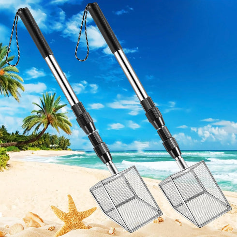 Niuyhe 2 Ps Shell Scooper for Beach, Shark Tooth Sifter with Stainless Steel