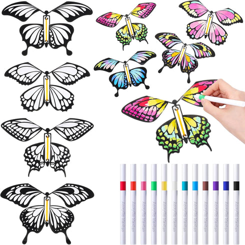 Seenelling 44 Pcs Flying Butterfly Craft Kit with 32 Wind up Butterflies and
