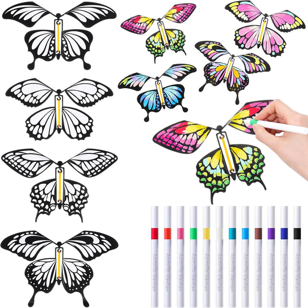 Seenelling 44 Pcs Flying Butterfly Craft Kit with 32 Wind up Butterflies and