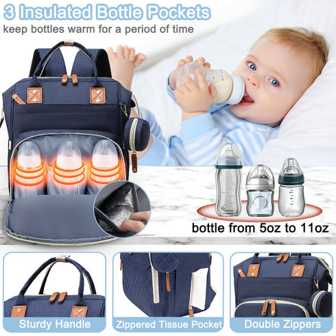 SHITIESHOU Backpack 16 Diaper Bag Baby Bag, Baby Girl Boy Diaper Bag for Dad Mom with Pad, Pockets, Pacifier Case