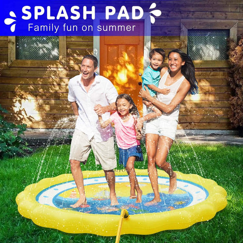 HITOP Kids Sprinklers for Outside - Splash Pad for Toddlers & Baby Pool 3-in-1 60" Water Toys