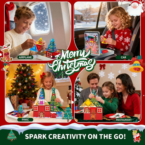 50PCS 2025 Set 4-8 3+ Enjoyjoy Mini Magnetic Tiles - Travel Magnet Tiles Portable On-The-Go Magnetic Tiles for Kids