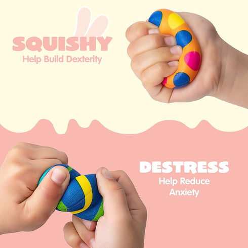 24 JOYIN PCS Easter Eggs Colorful and Squishy Toy, Slow Rising Stress Relief Fidget Toy Squeeze Easter Eggs, Basket