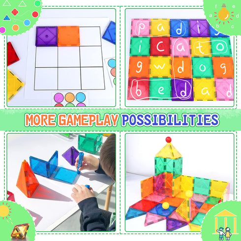 Magnetic Tiles Toddler Toys, Sensory Toys for Toddlers 3-4, Magnetic Blocks for Kids Age 3-5