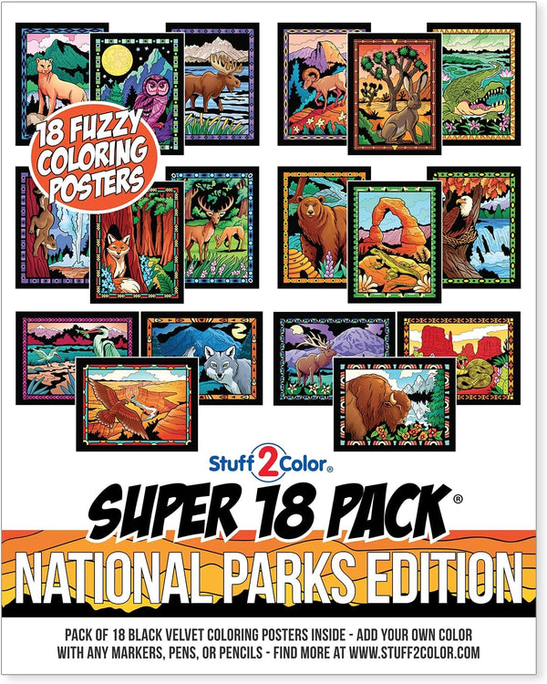 Super Pack of 18 Fuzzy Velvet Coloring Posters (National Parks Edition) -