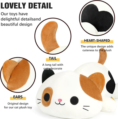 20 Inch 20") Onsoyours Original Calico Cat Plush Kitty Plushies Toy Kitten Stuffed Animal Soft Pillow Kawaii Plushie