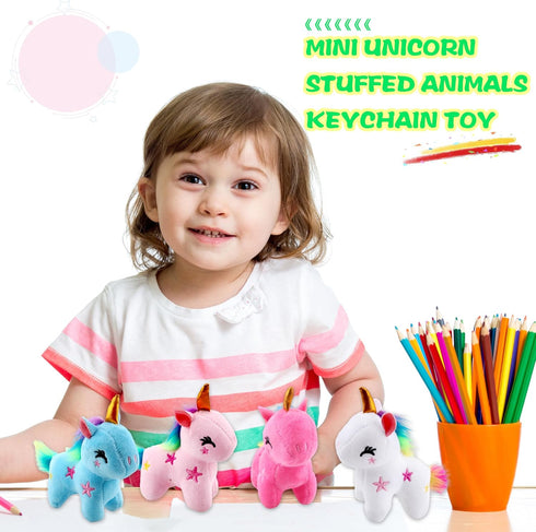24 Pack Mini Stuffed Unicorn Animal Toys, Cute Plush Unicorns for Christmas, Easter, Birthday Party Favors