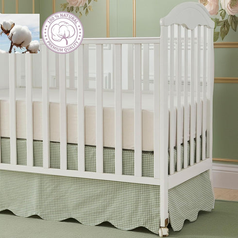 Brandream Scallop Edge Cotton Crib Skirt, Baby Boy, Baby Girl, Gender Neutral Crib Skirt Toddler Bedskirt Farmhouse
