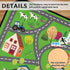 HUXINO 36"x24" Kids Play Mat Rug, Low Pile City Road Traffic Carpet, Educational Toddler Playmat with Farm & Vehicle