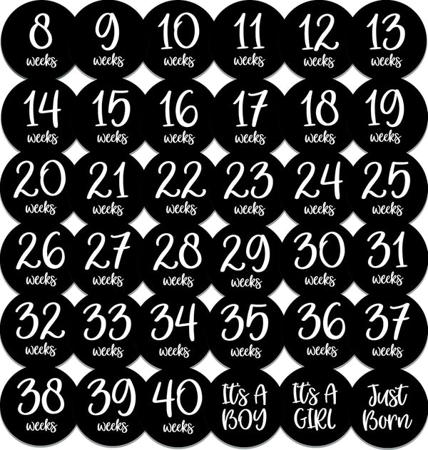 Pregnancy Weekly Belly Growth Stickers, Large Set of 36, Week to Week Photo Prop for Expecting Maternity Keepsake