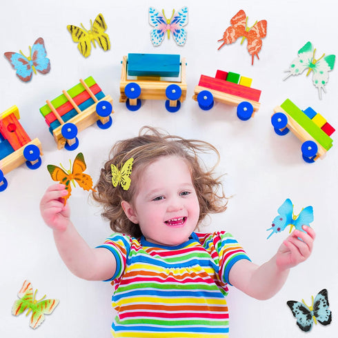 Plastic Butterflies Toy Action Figures, Lifelike Butterfly Decoration, Removable Reusable for Party Favor (36 Pieces)