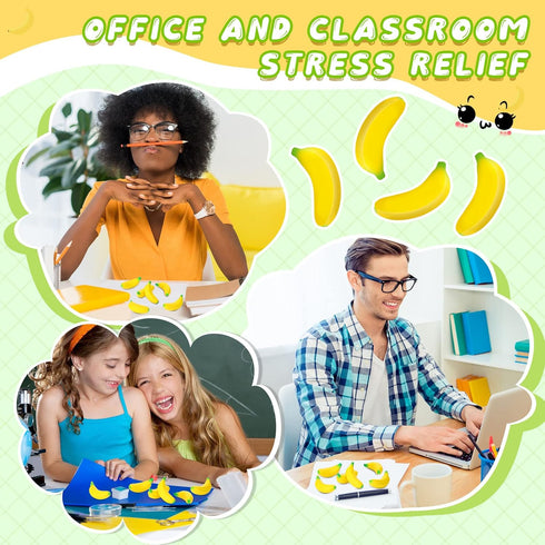 100 Adults(2.36 Inches) Jerify Pcs Banana Stress Toys Stretchy Banana Fidget Toys Realistic Stretchy Pu Foam Party