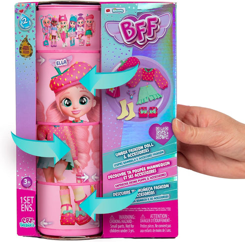 Cry Babies BFF Ella Fashion Doll with 9+ Surprises including Outfit and Accessories for Fashion Toy, Girls and Boys Ages 4 and Up, 7.8 Inch Doll, Multicolor